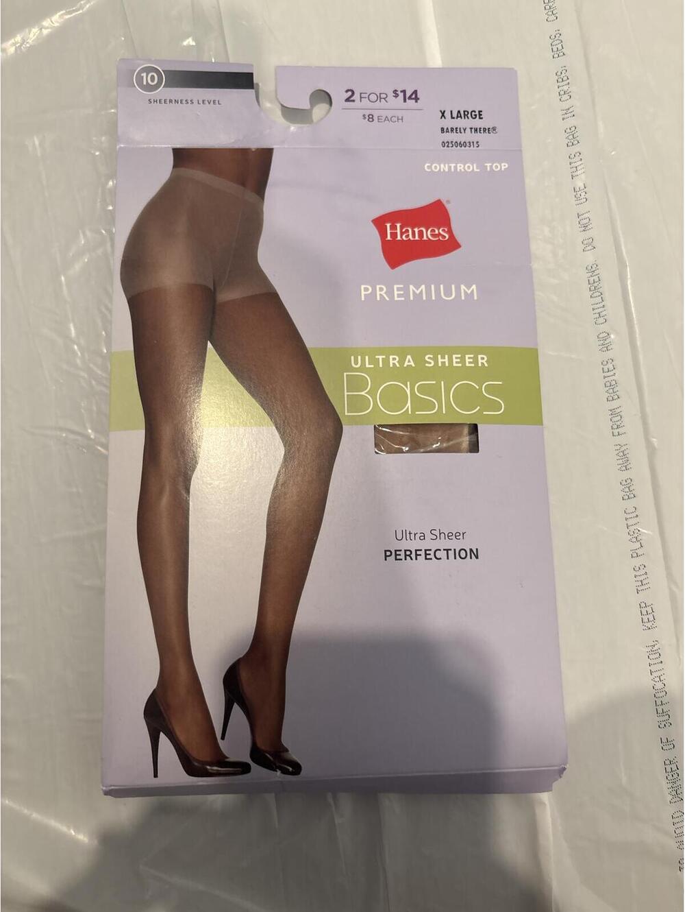 Hanes Premium Ultra Sheer Basics Control Top Pantyhose, X-Large, Nude